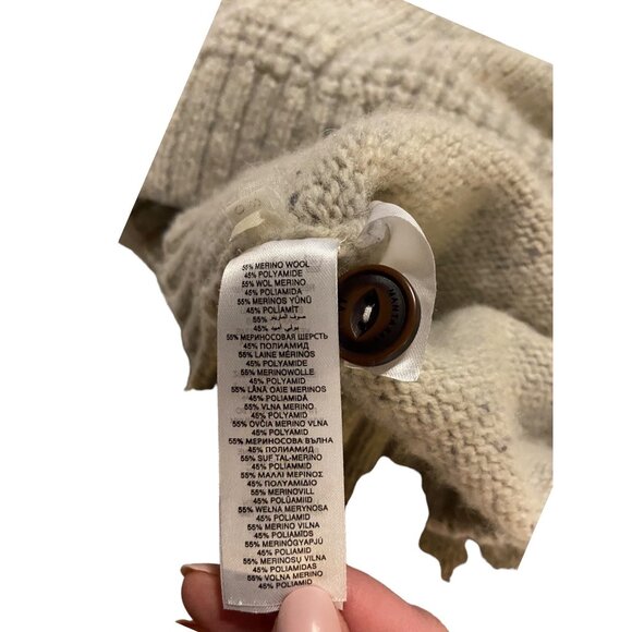 Mantaray Wool Fisherman’s Sweater Cream Size S Coastal Preppy Minimalist Cozy - Picture 5 of 15